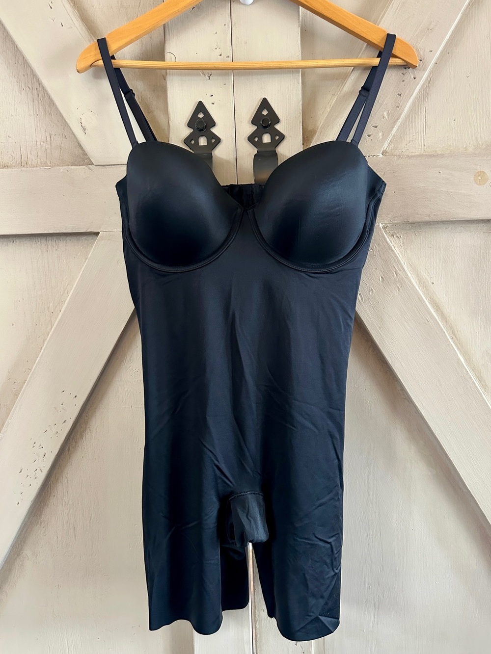 SPANX Suit Your Fancy Strapless Cupped Mid-Thigh Bodysuit XL Black